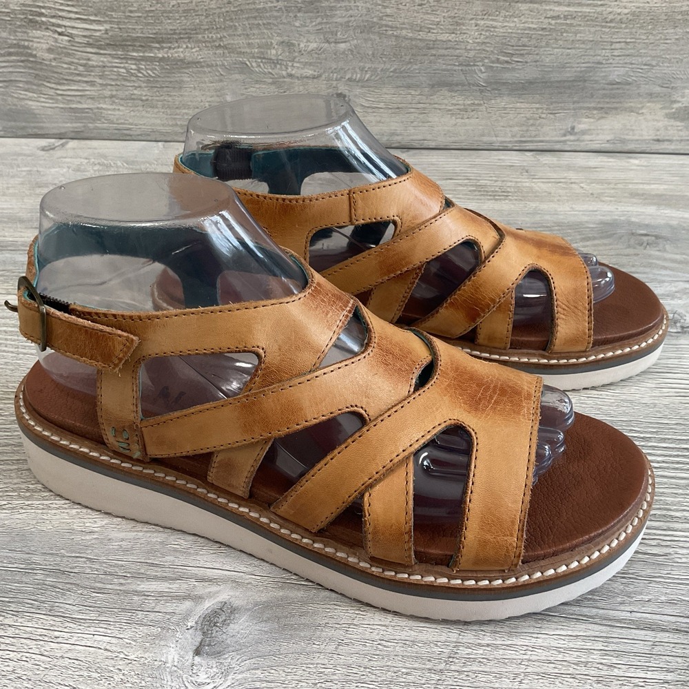 Roan BED|STU Centrist Leather Fishermen Sandals Ankle Strap Buckle Brown Women 8